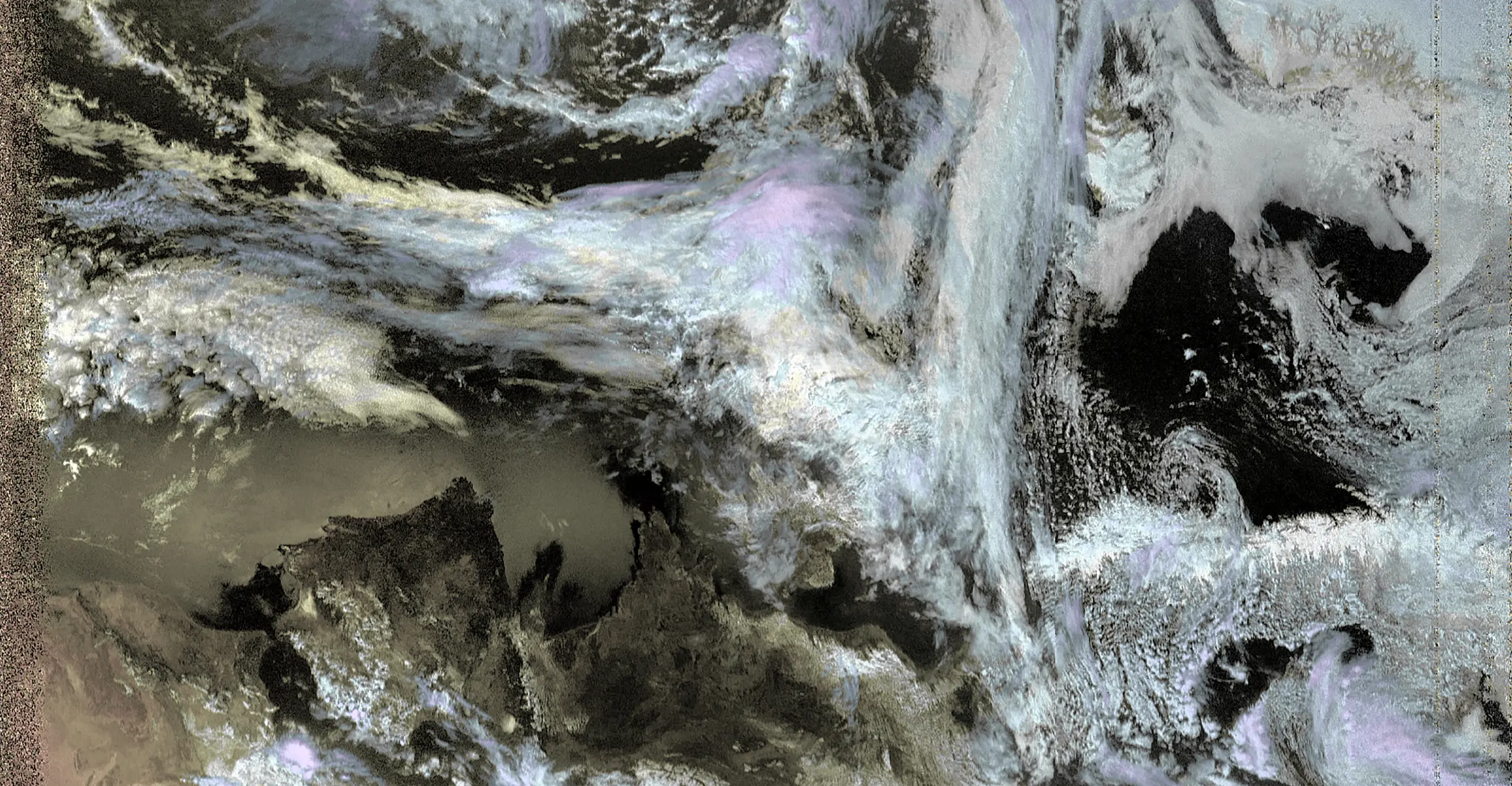 A satellite photograph of the weather in Morocco, Spain, France and the Atlantic ocean