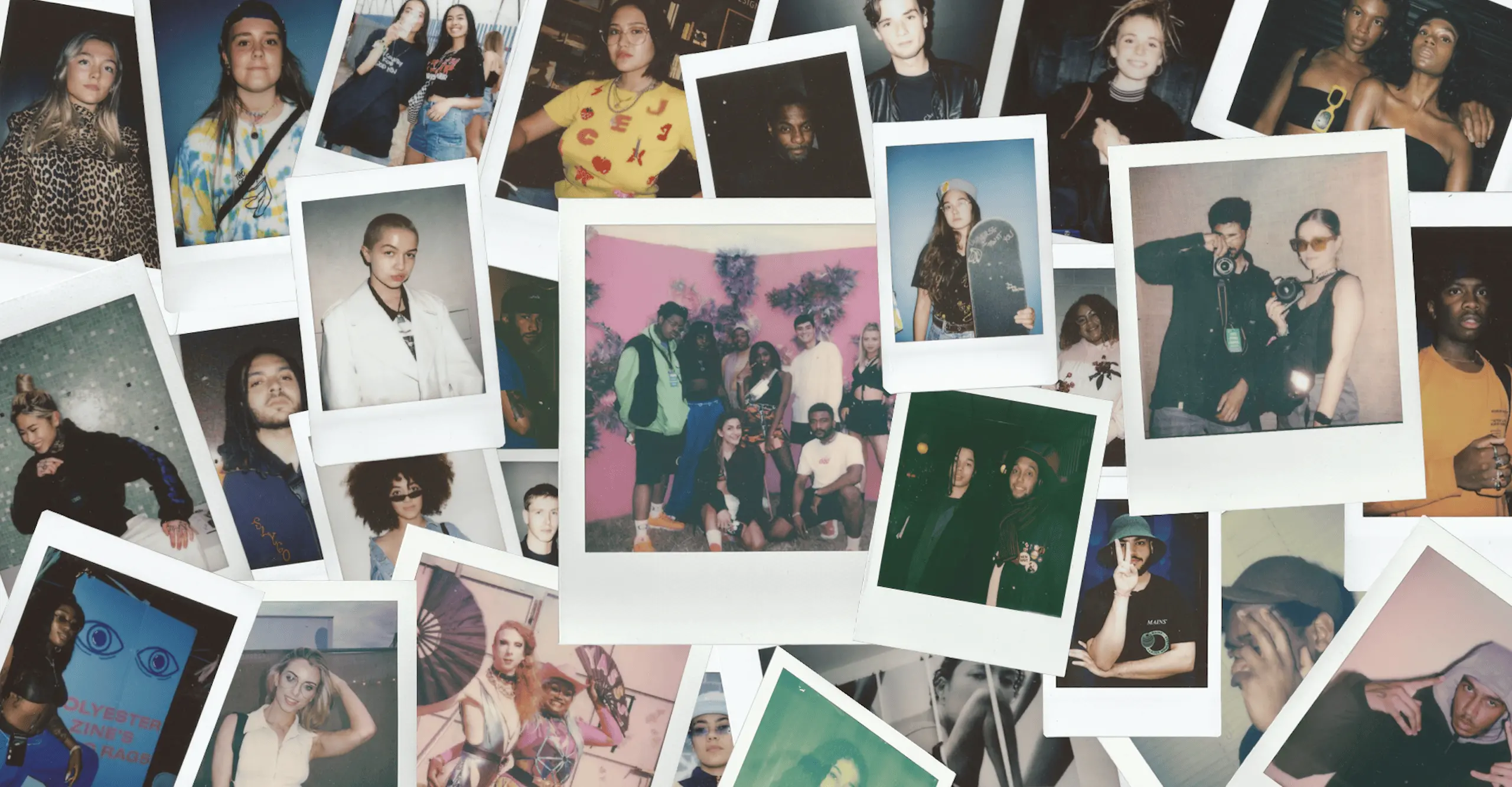 A group of Polaroids of various people. 